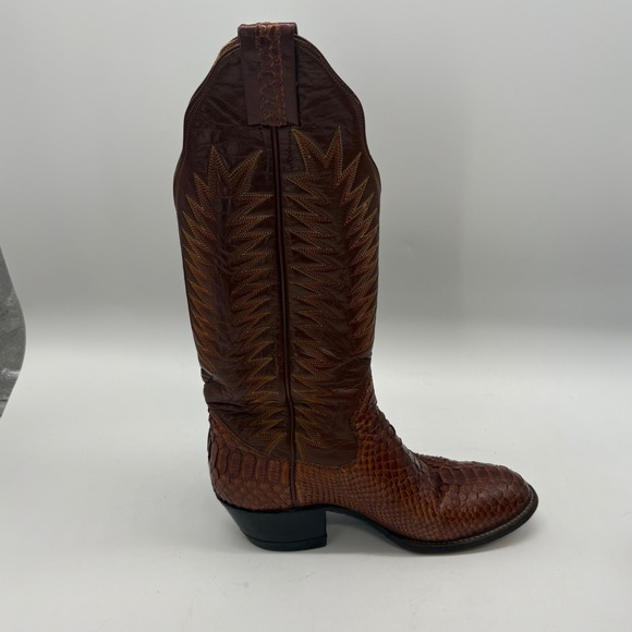 Sanders Womens 6B Brown Python Embroidered Western Cowgirl Boots - Picture 6 of 10